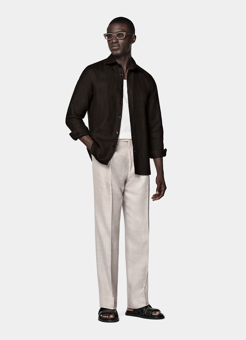 Camisa corte Slim marrón oscuro