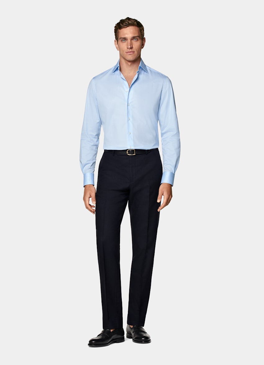 Light Blue Twill Tailored Fit Shirt