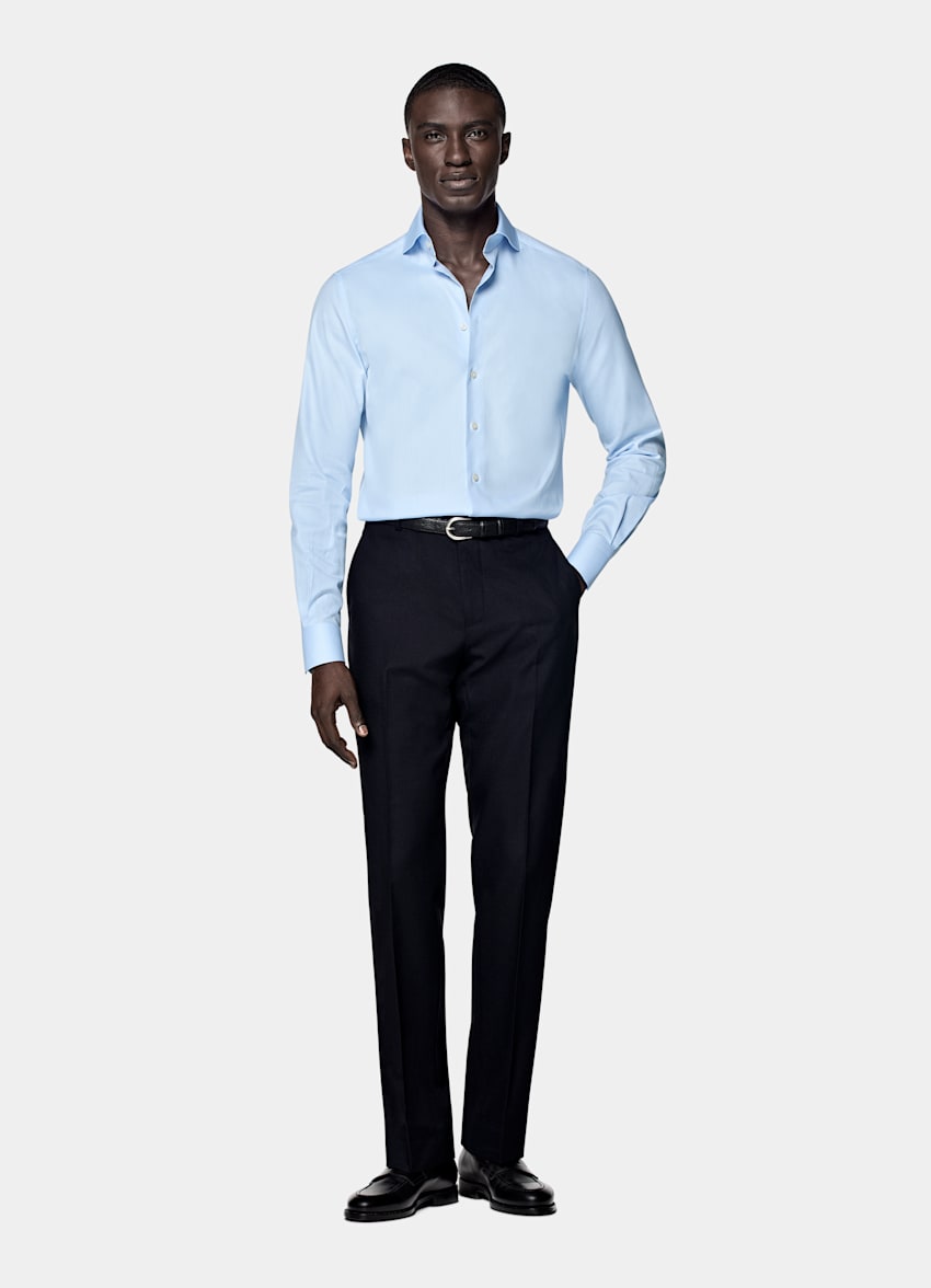 Light Blue Twill Tailored Fit Shirt