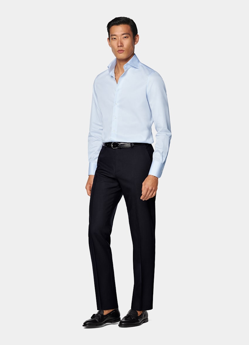 Camisa de sarga corte Tailored azul claro