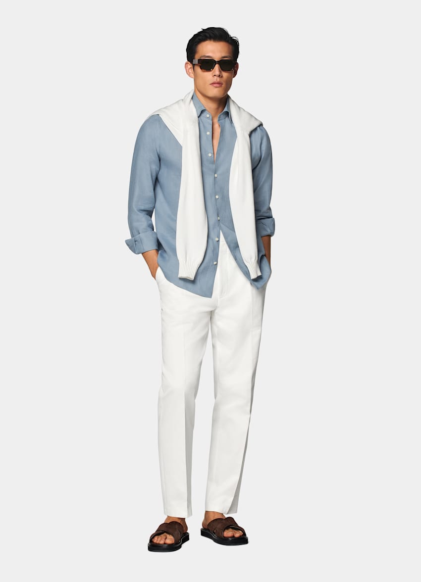 Camisa azul intermedio corte Tailored