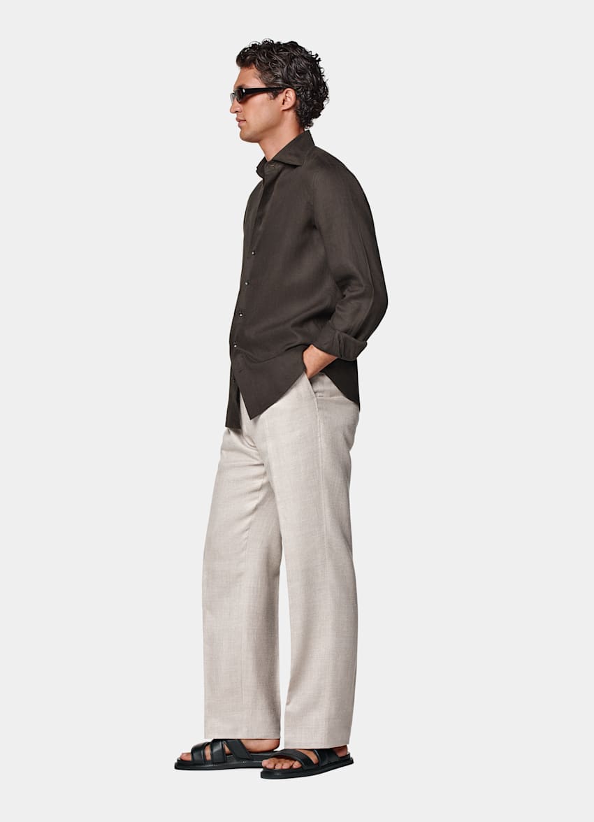Dark Brown Tailored Fit Shirt