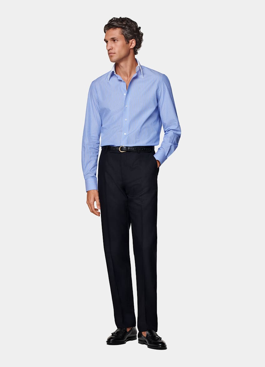 Light Blue Striped Tailored Fit Shirt