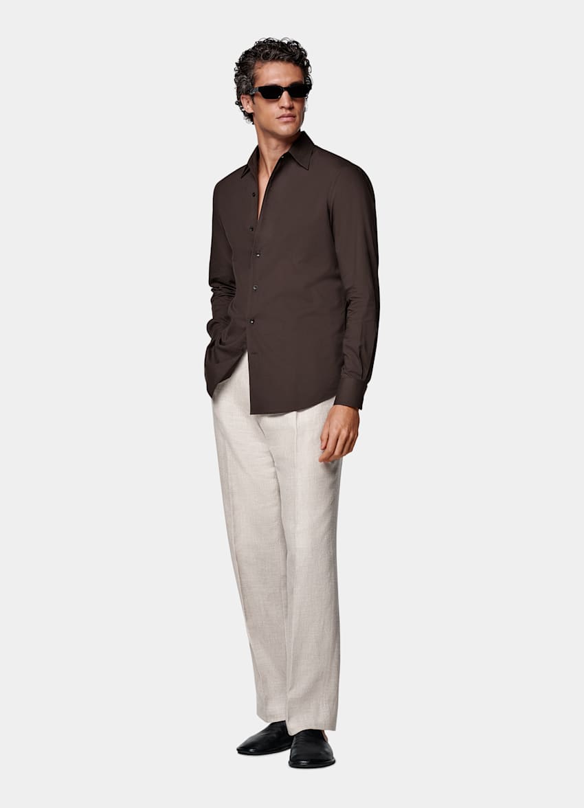 Brown Tailored Fit Shirt