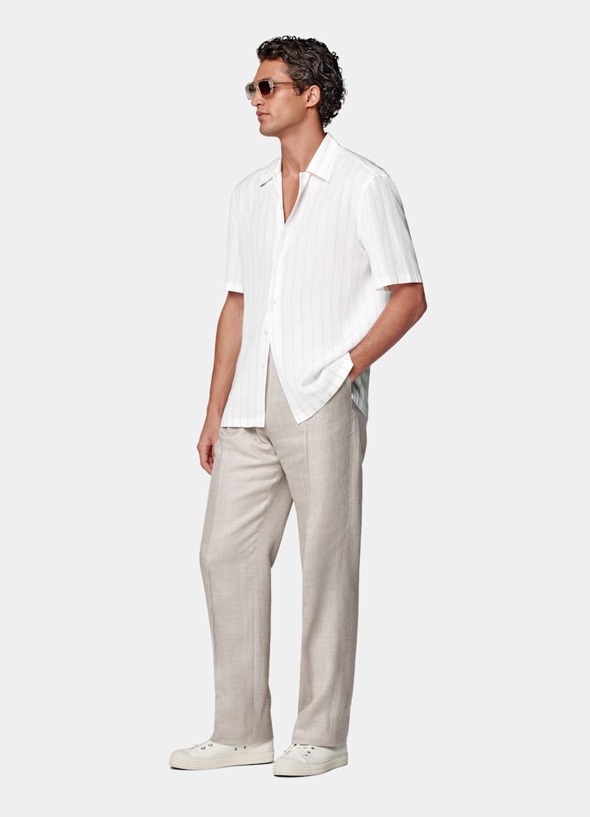 White Striped Short Sleeve Shirt