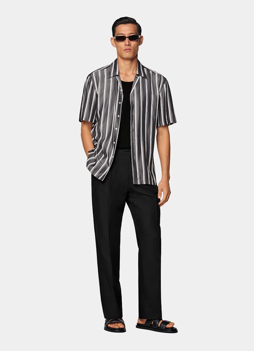 Black Striped Short Sleeve Shirt