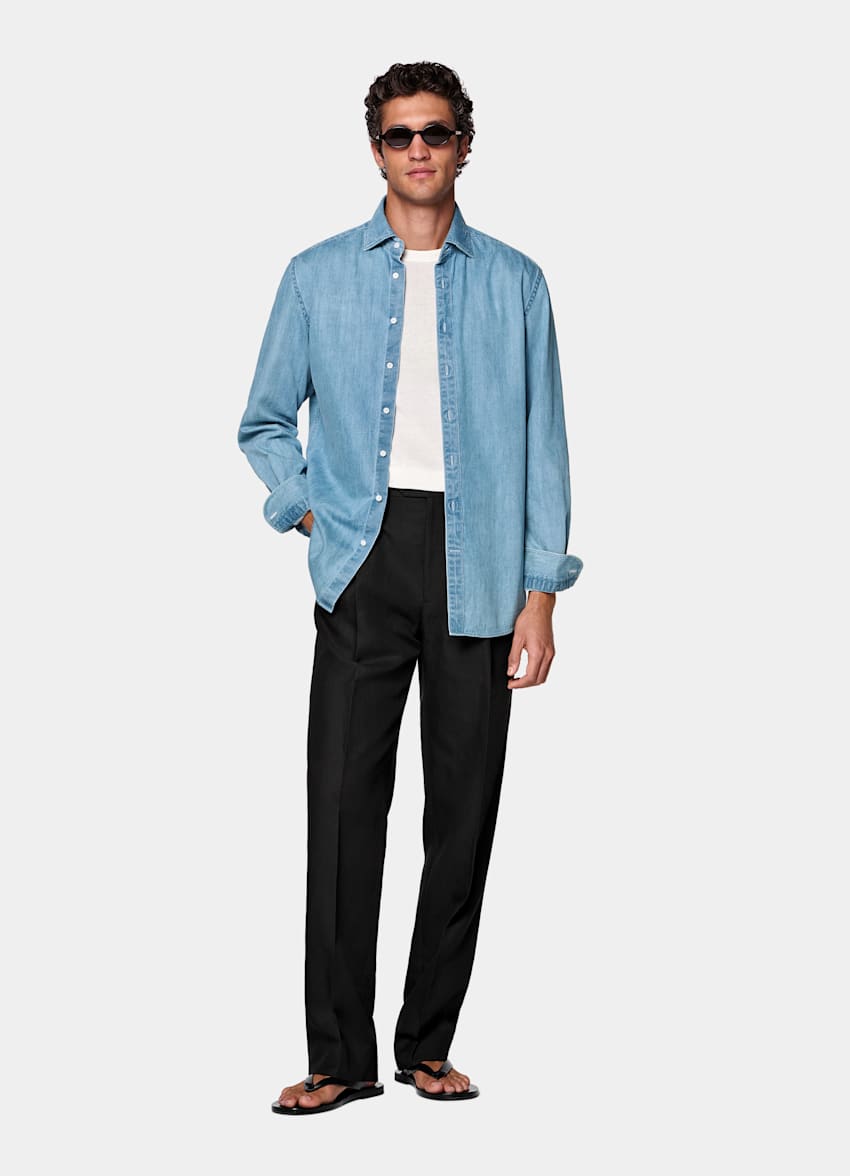 Mid Blue Denim Shirt