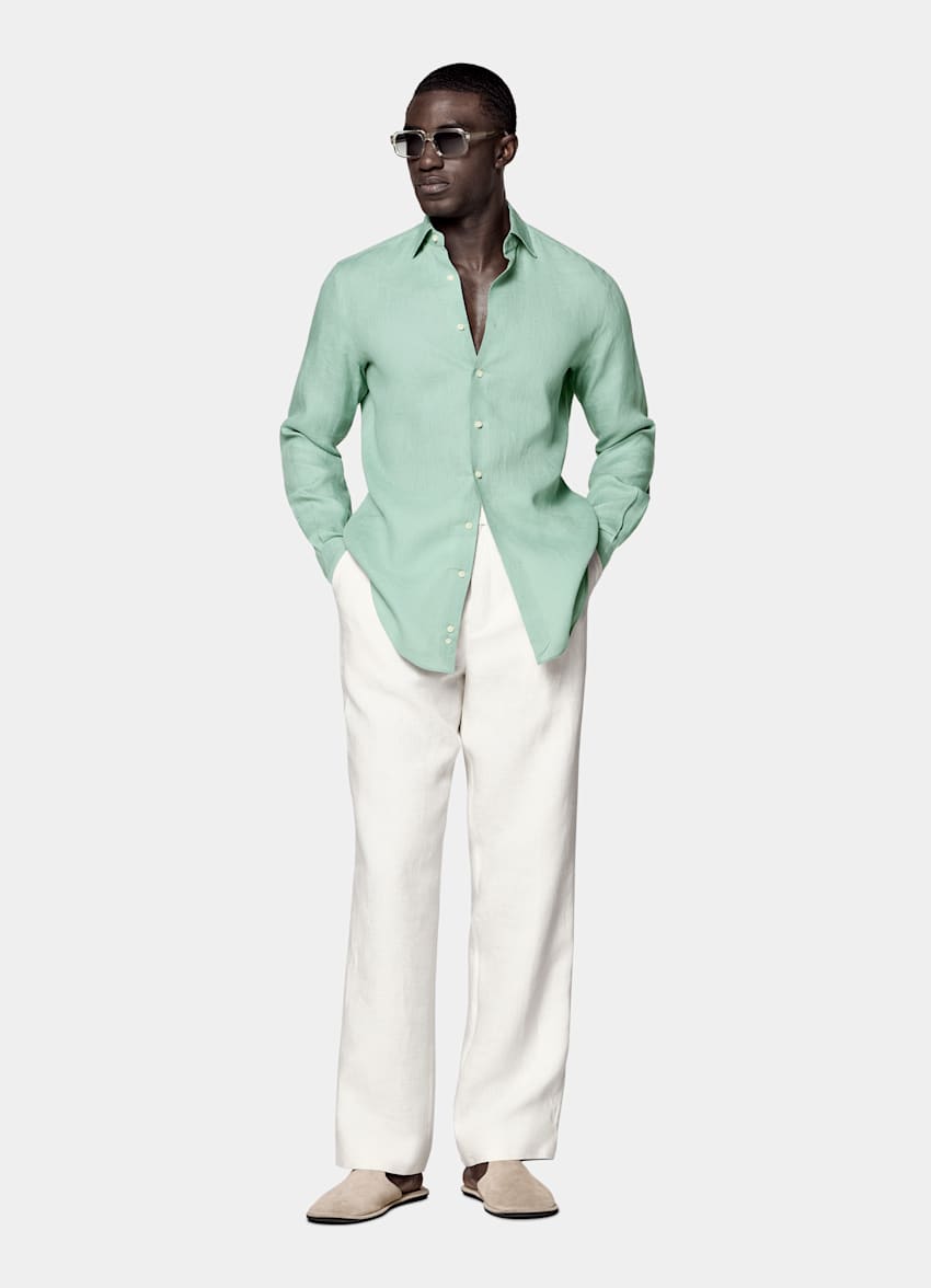 Mid Green Linen Shirt