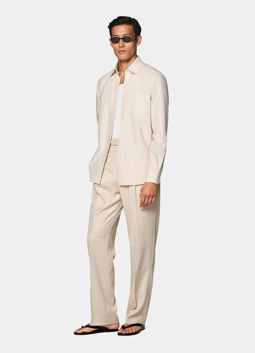 Camisa marr&oacute;n claro de algod&oacute;n