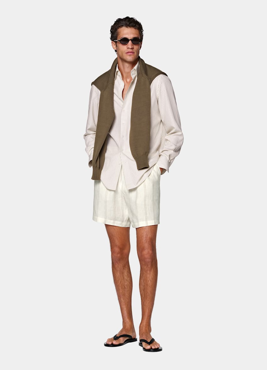 Light Brown Striped Lyocell Shirt