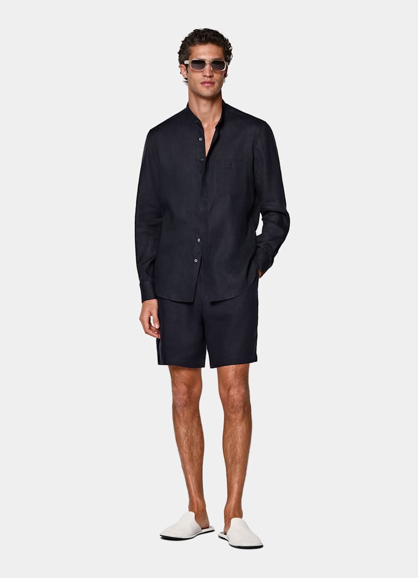 Navy Linen Overshirt