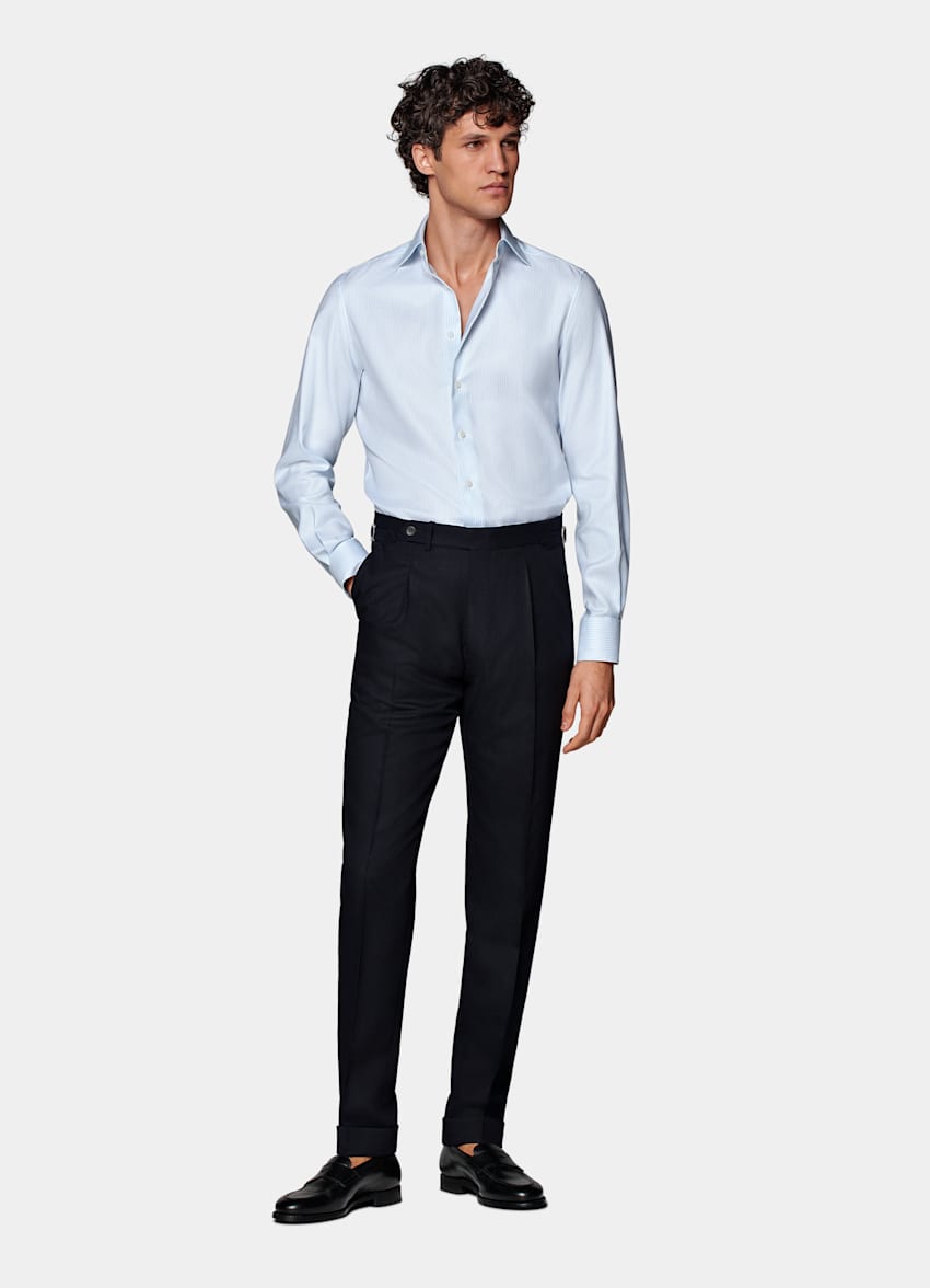 Light Blue Striped Oxford Extra Slim Fit Shirt