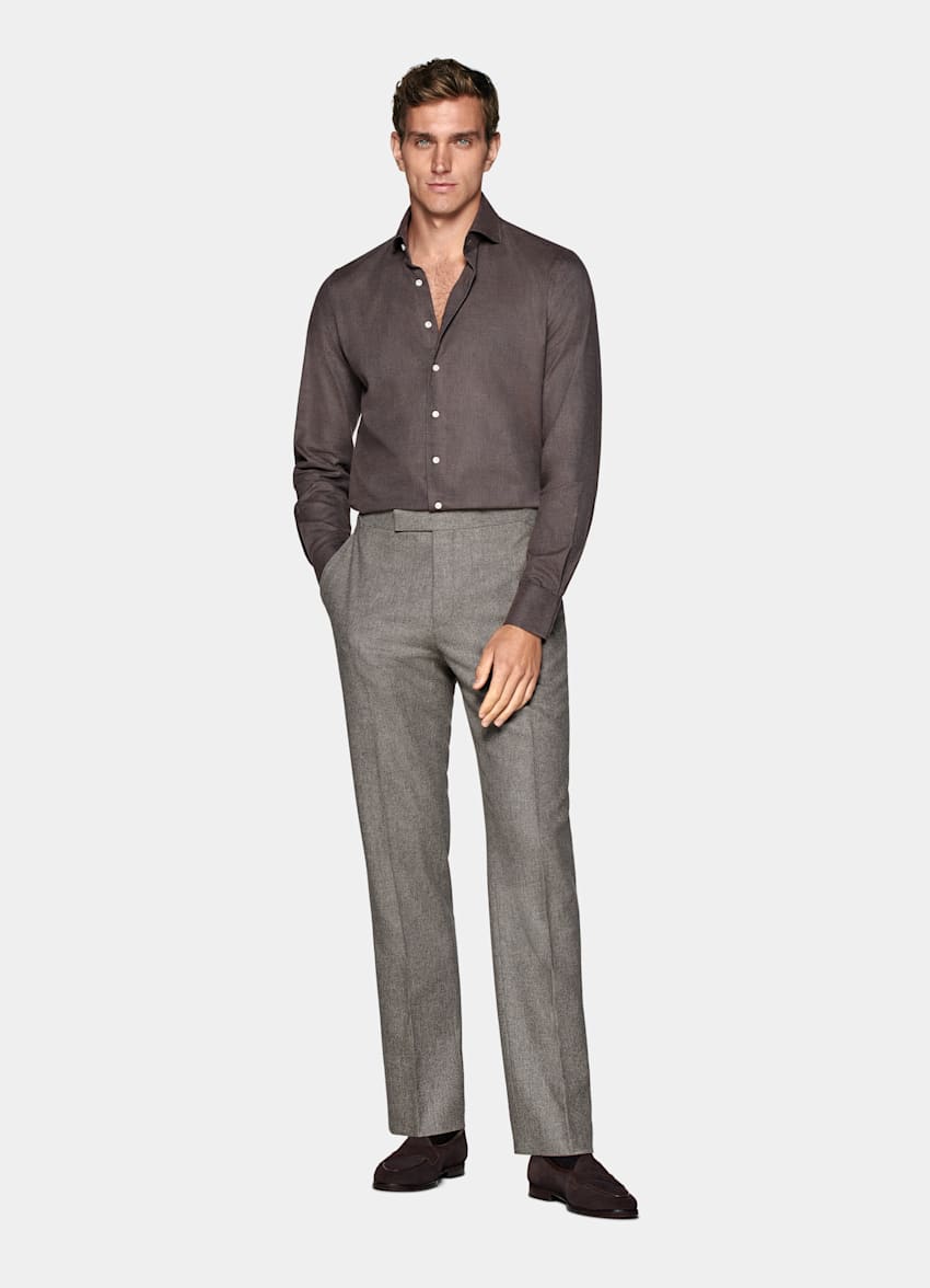 Camisa gris topo corte Slim