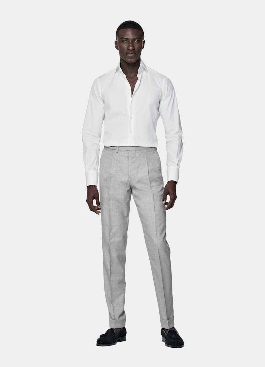 White Widespread Collar Shirt