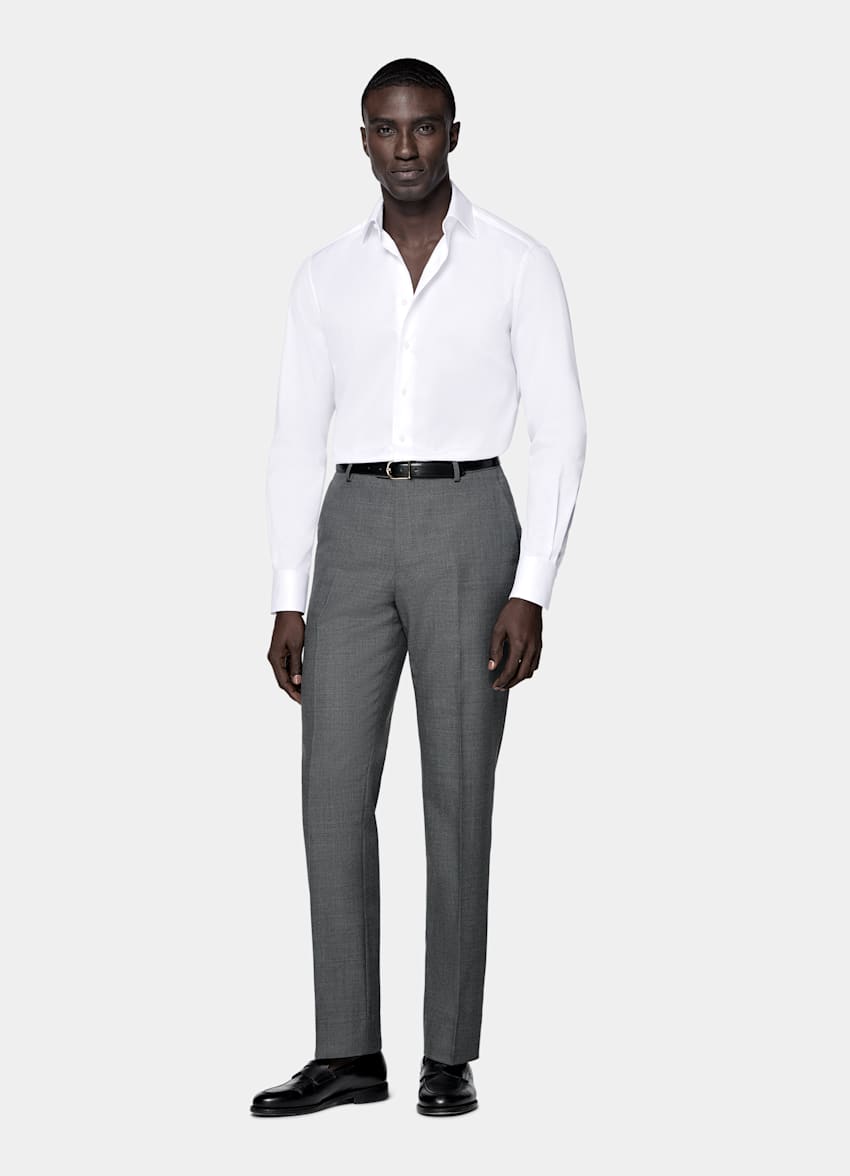 White Widespread Collar Shirt