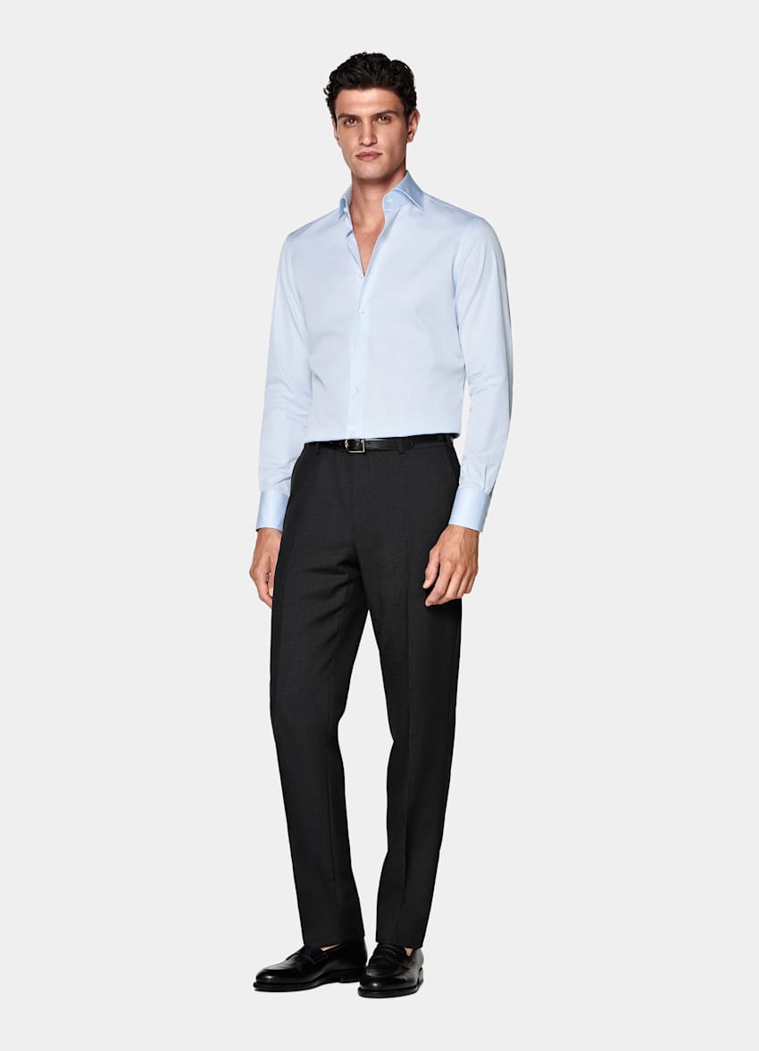 Light Blue Widespread Collar Shirt