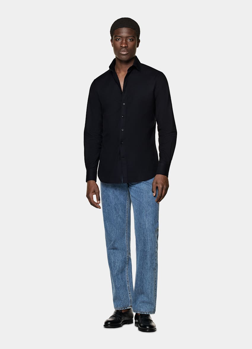 Camisa azul marino corte Tailored