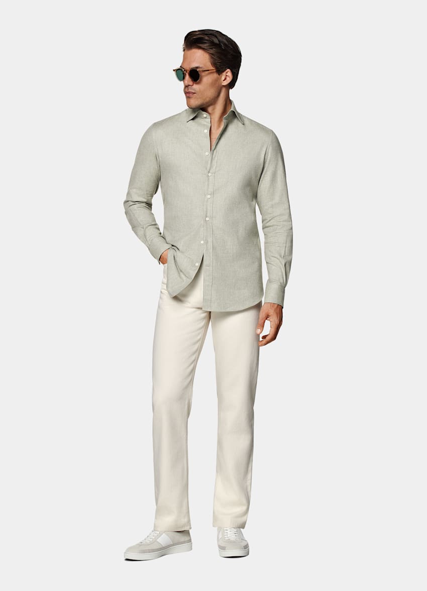 Camisa verde claro corte Tailored