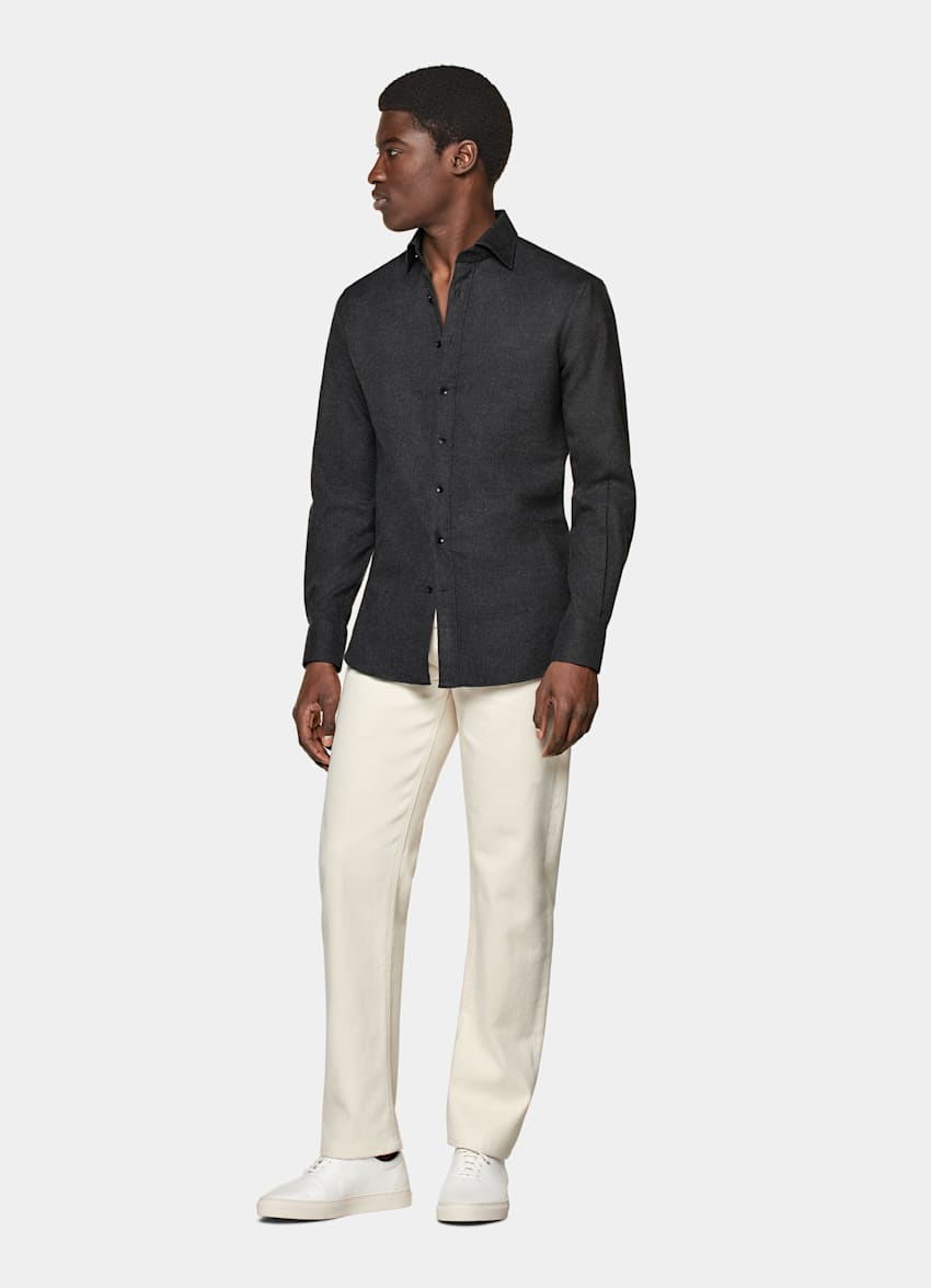 Camisa corte Tailored gris oscuro