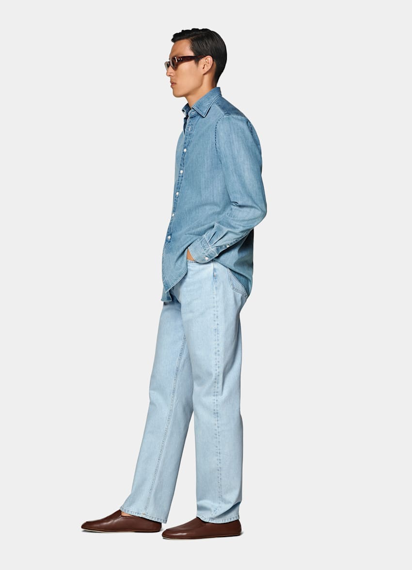 Mid Blue Cotton Shirt