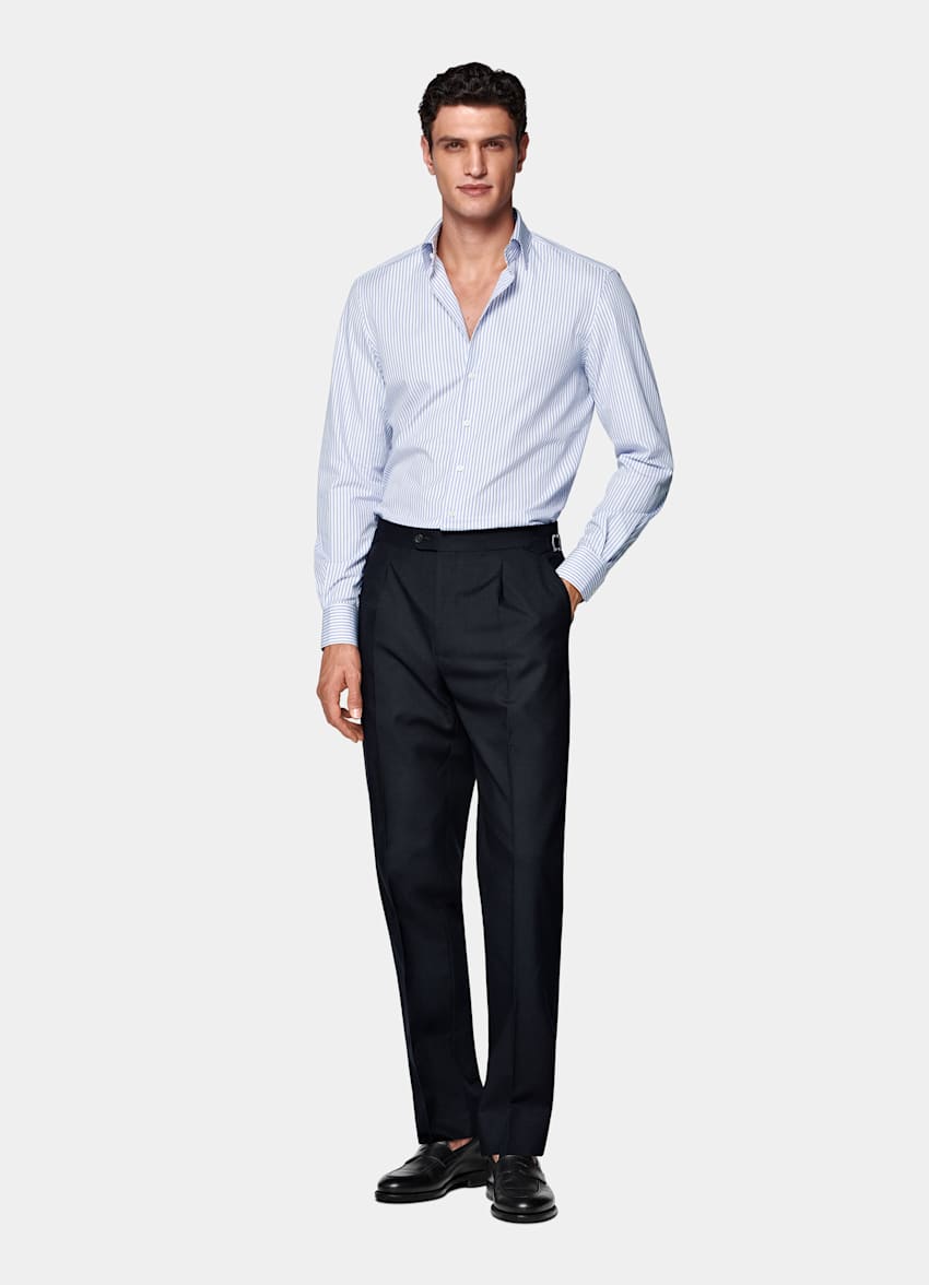 White Striped Classic Collar Shirt