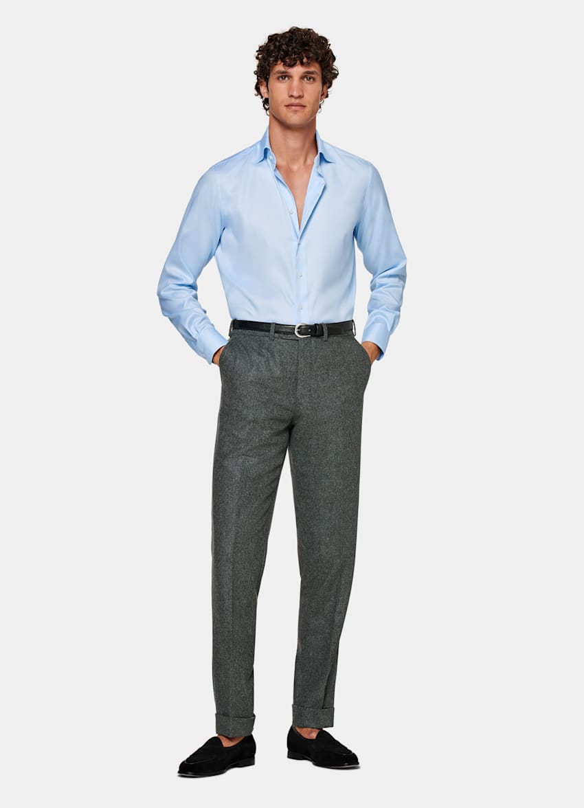 Light Blue Widespread Collar Shirt