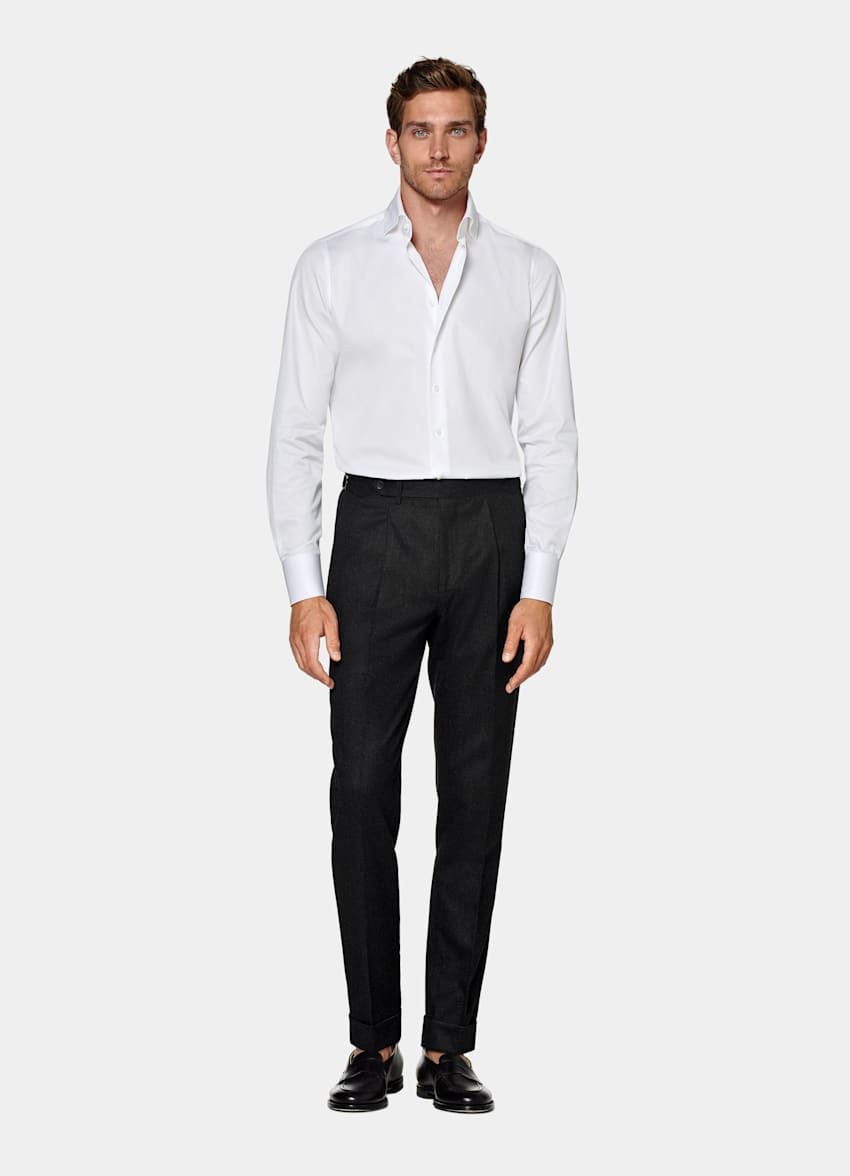 White Widespread Collar Shirt