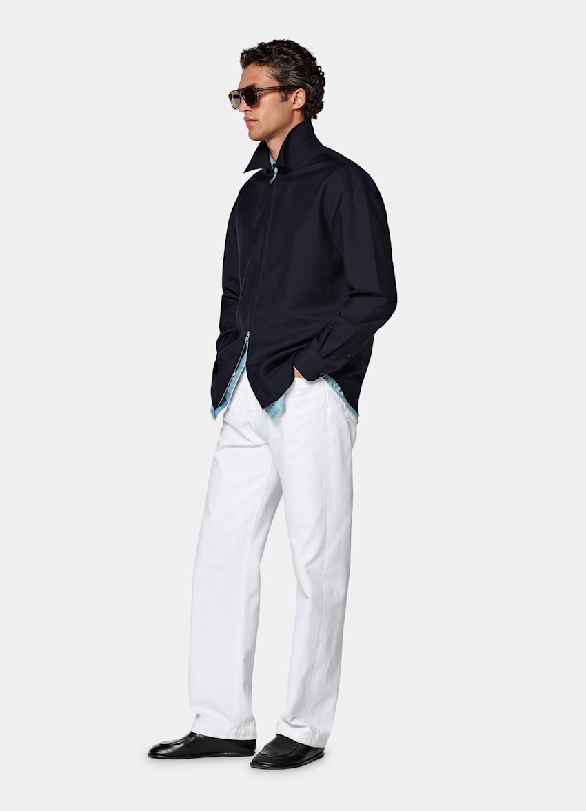 Navy Wool Mohair Overshirt