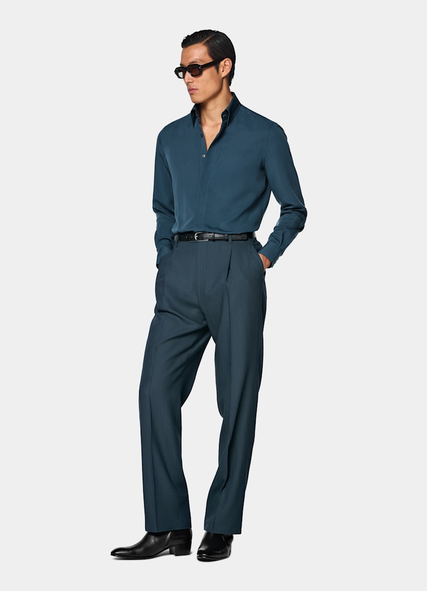 Mid Blue Lyocell SIlk Shirt