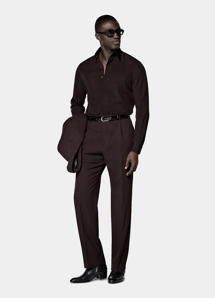 Dark Red Lyocell SIlk Shirt