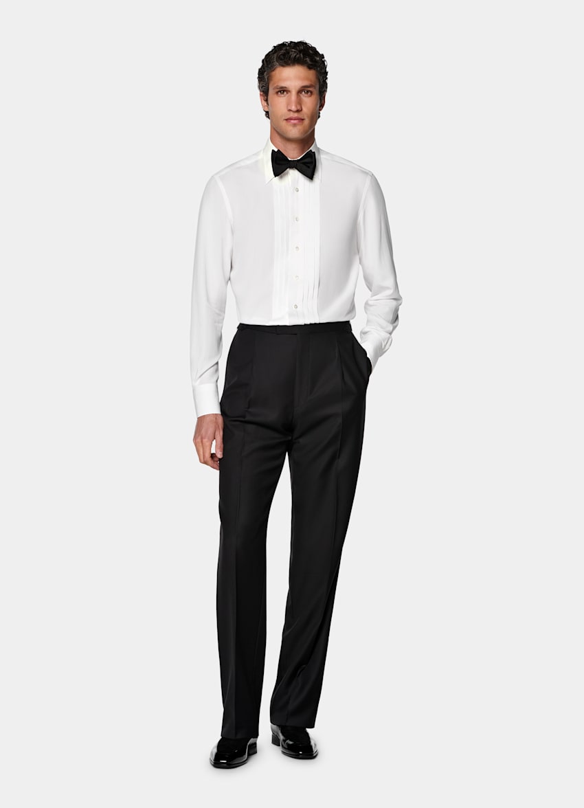 Chemise de smoking en pliss&eacute; blanc cass&eacute;