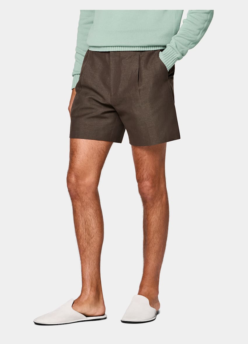 Dark Brown Straight Leg Shorts