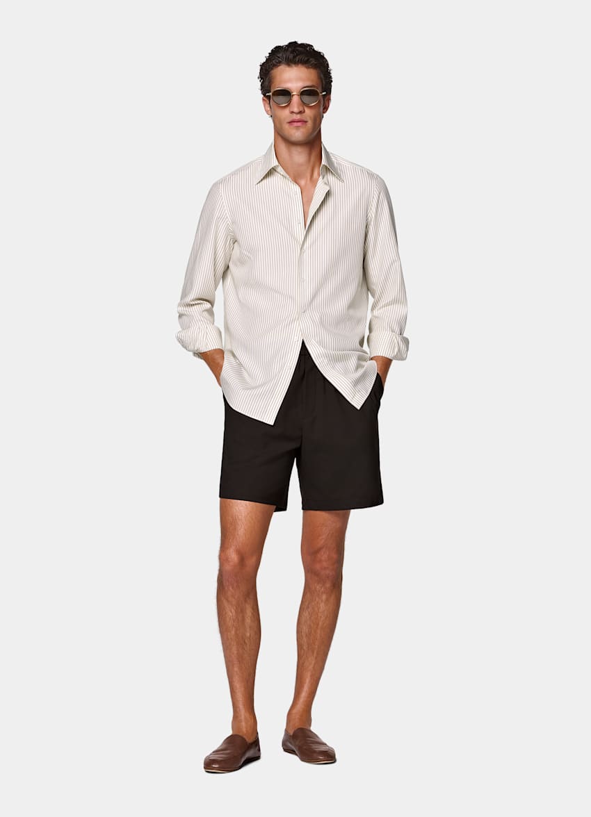 Dark Brown Straight Leg Shorts