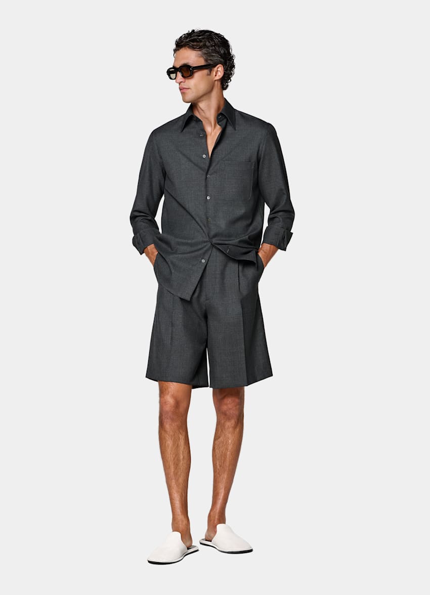 Dark Grey Wide Leg Shorts