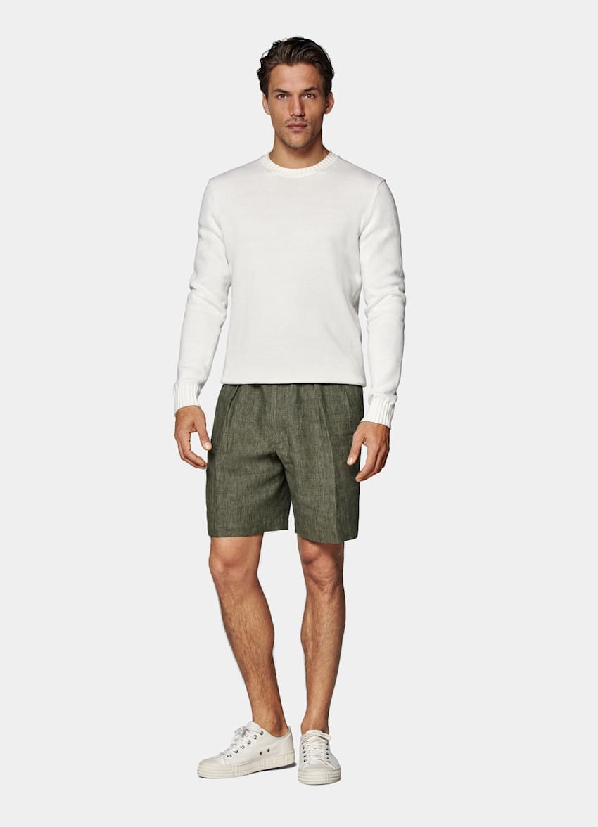Dark Green Straight Leg Shorts