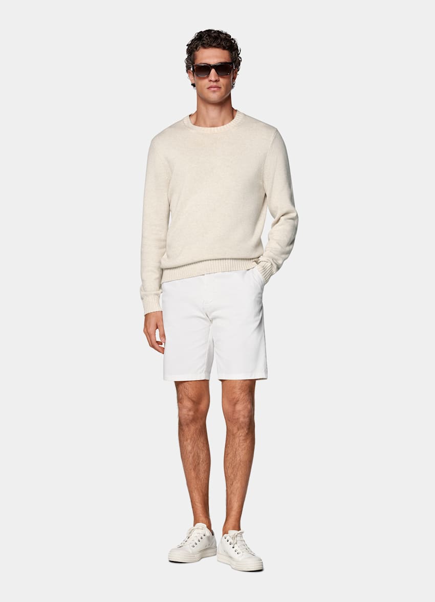 Short Slim Leg blanc cassé