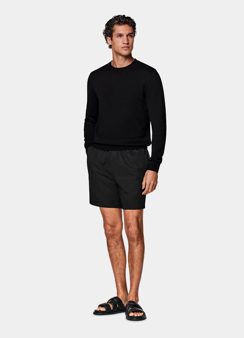 Black Straight Leg Shorts