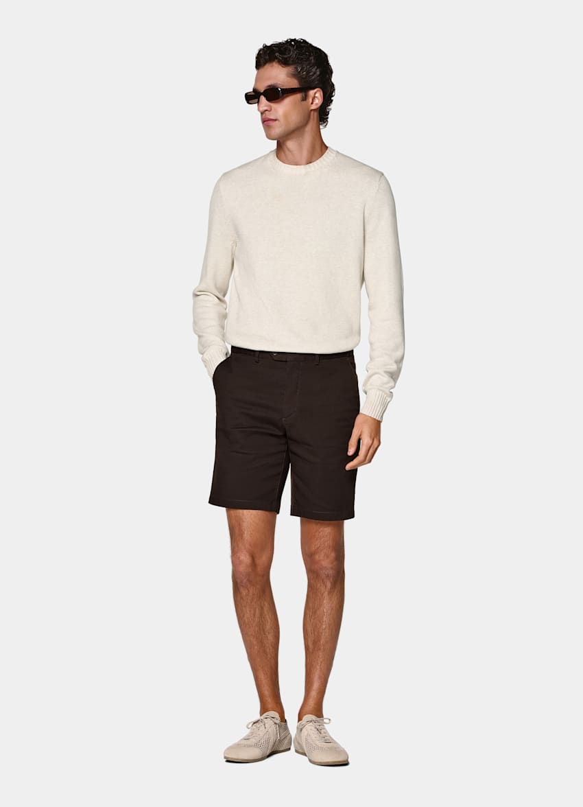 Dark Brown Slim Leg Chino Shorts
