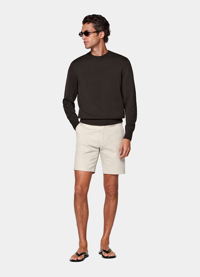 Light Brown Slim Leg Chino Shorts