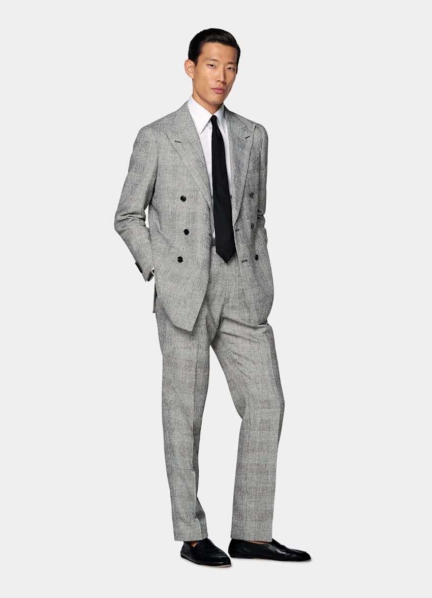 Black Checked Tailored Fit Havana Suit