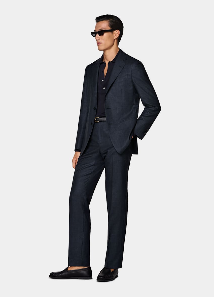 Navy Checked Tailored Fit Havana Suit