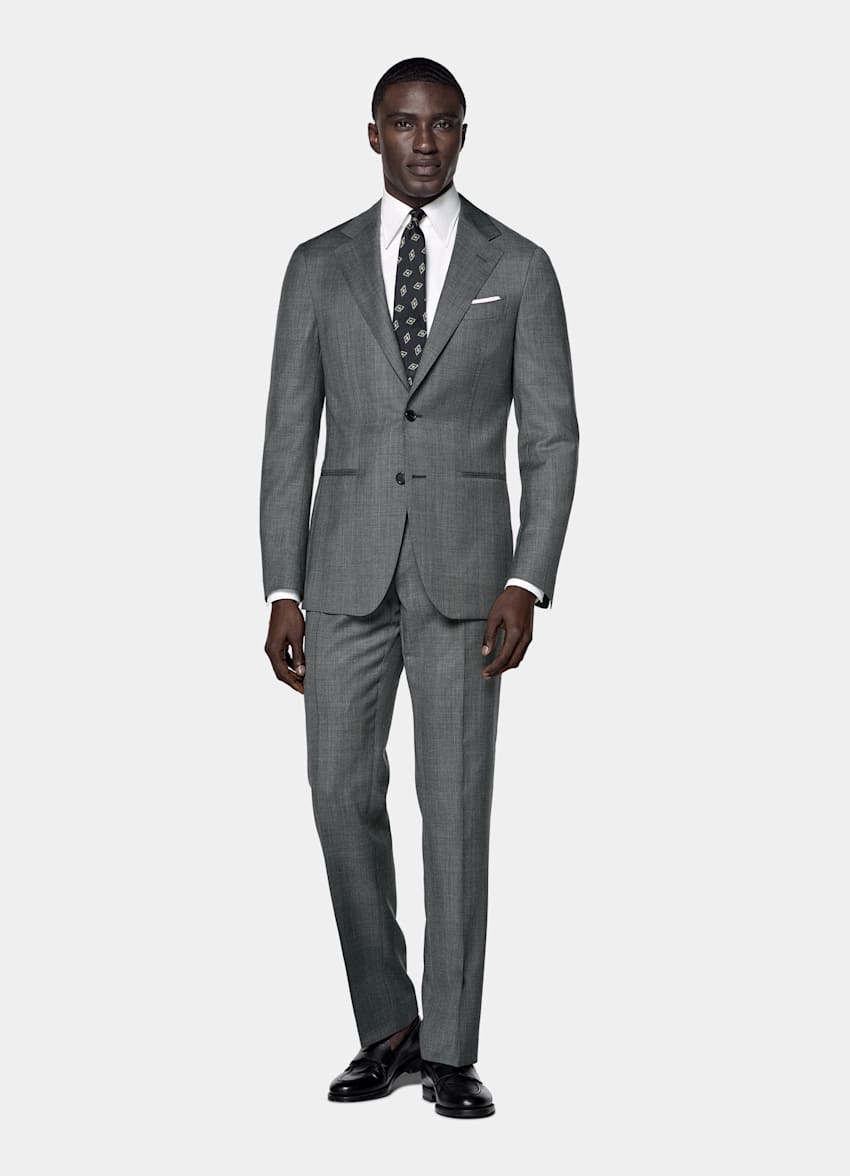 Havana 深灰色格纹合体身型西装