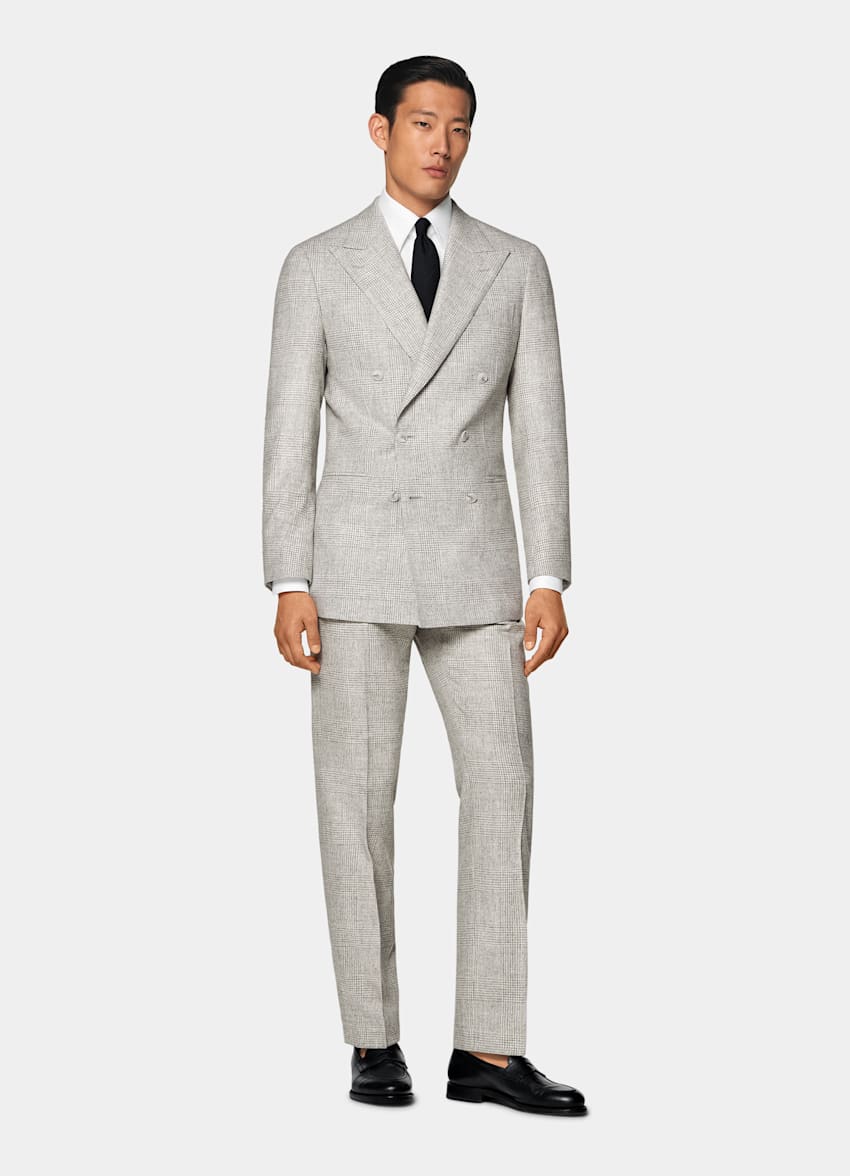Light Grey Checked Tailored Fit Havana Suit