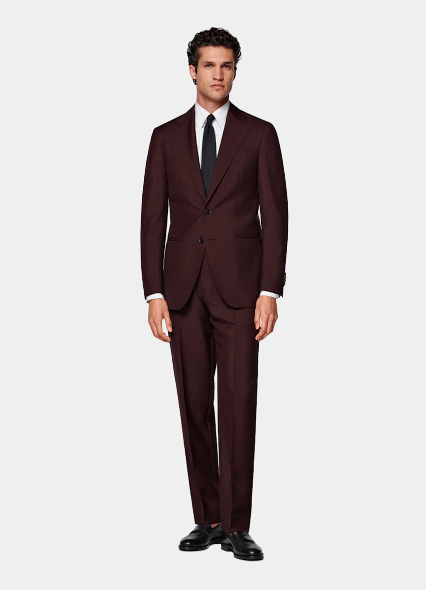 Burgundy Tailored Fit Havana Suit