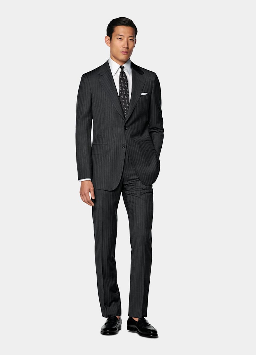 Abito Havana grigio scuro a righe tailored fit