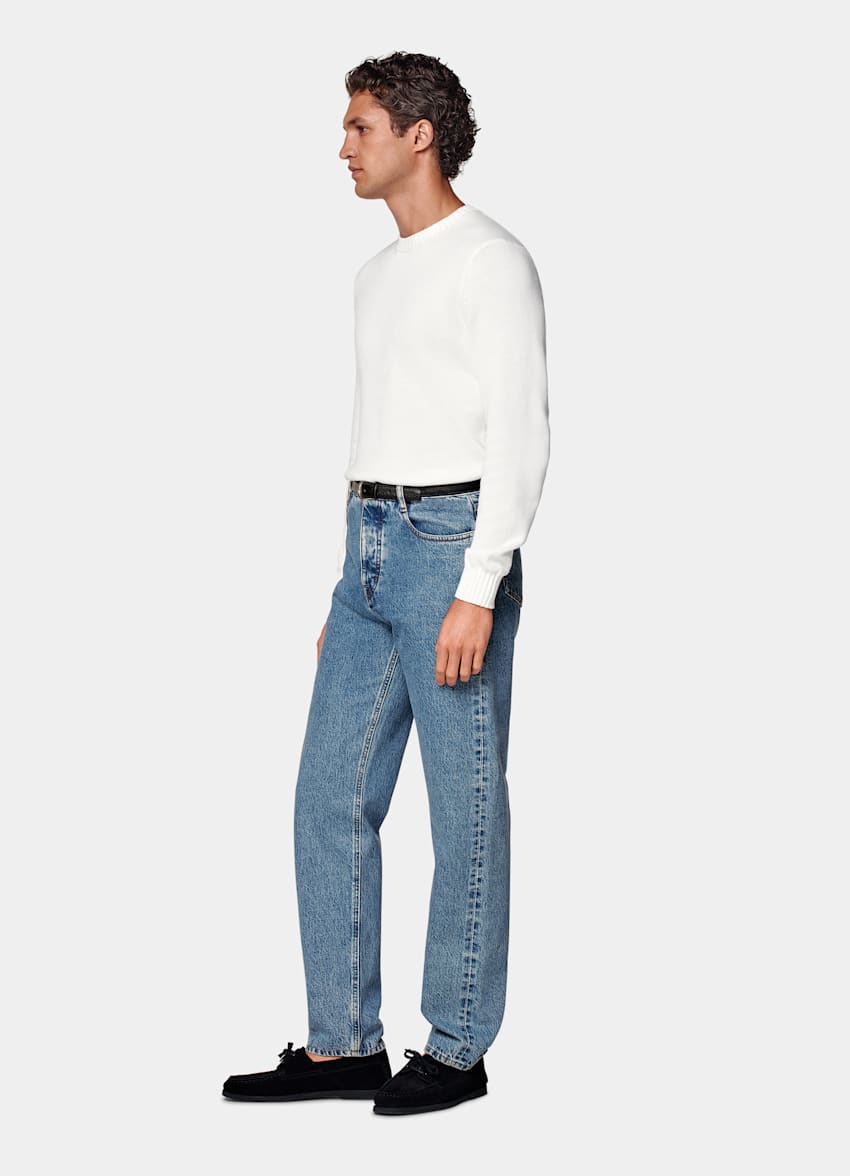 Vaqueros azul intermedio washed Straight Leg