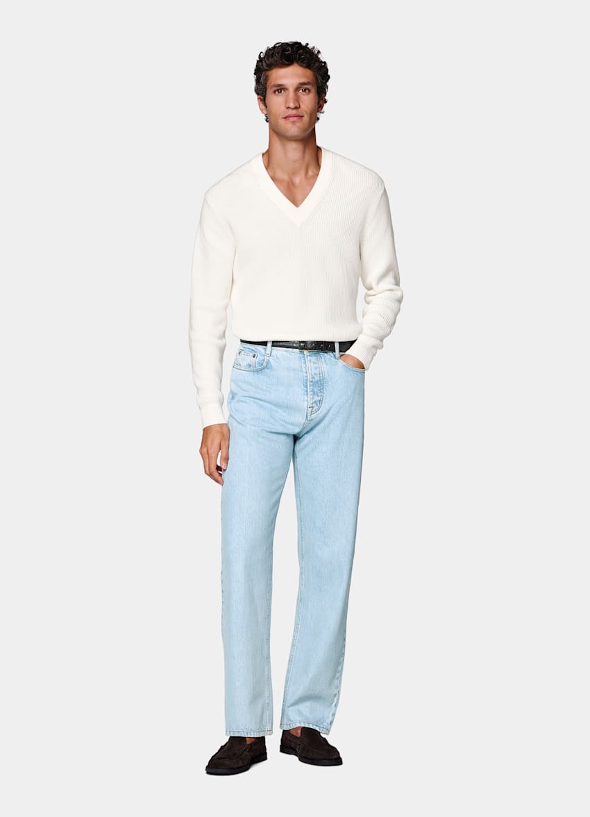 Light Blue Straight Leg Jeans