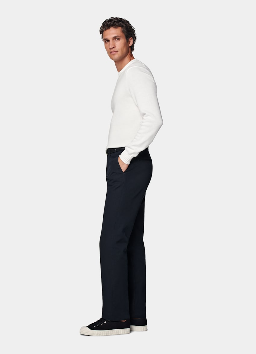 Navy Slim Leg Straight Chinos