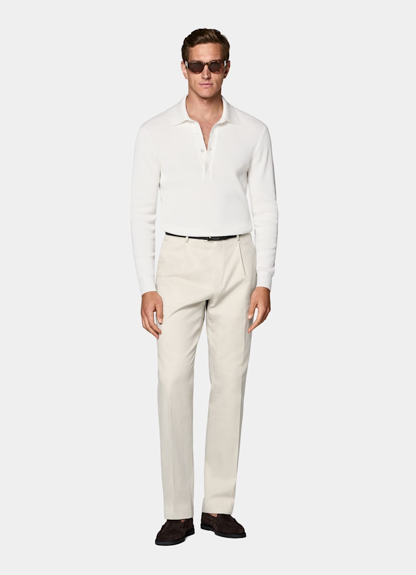 Sand Wide Leg Tapered Chinos