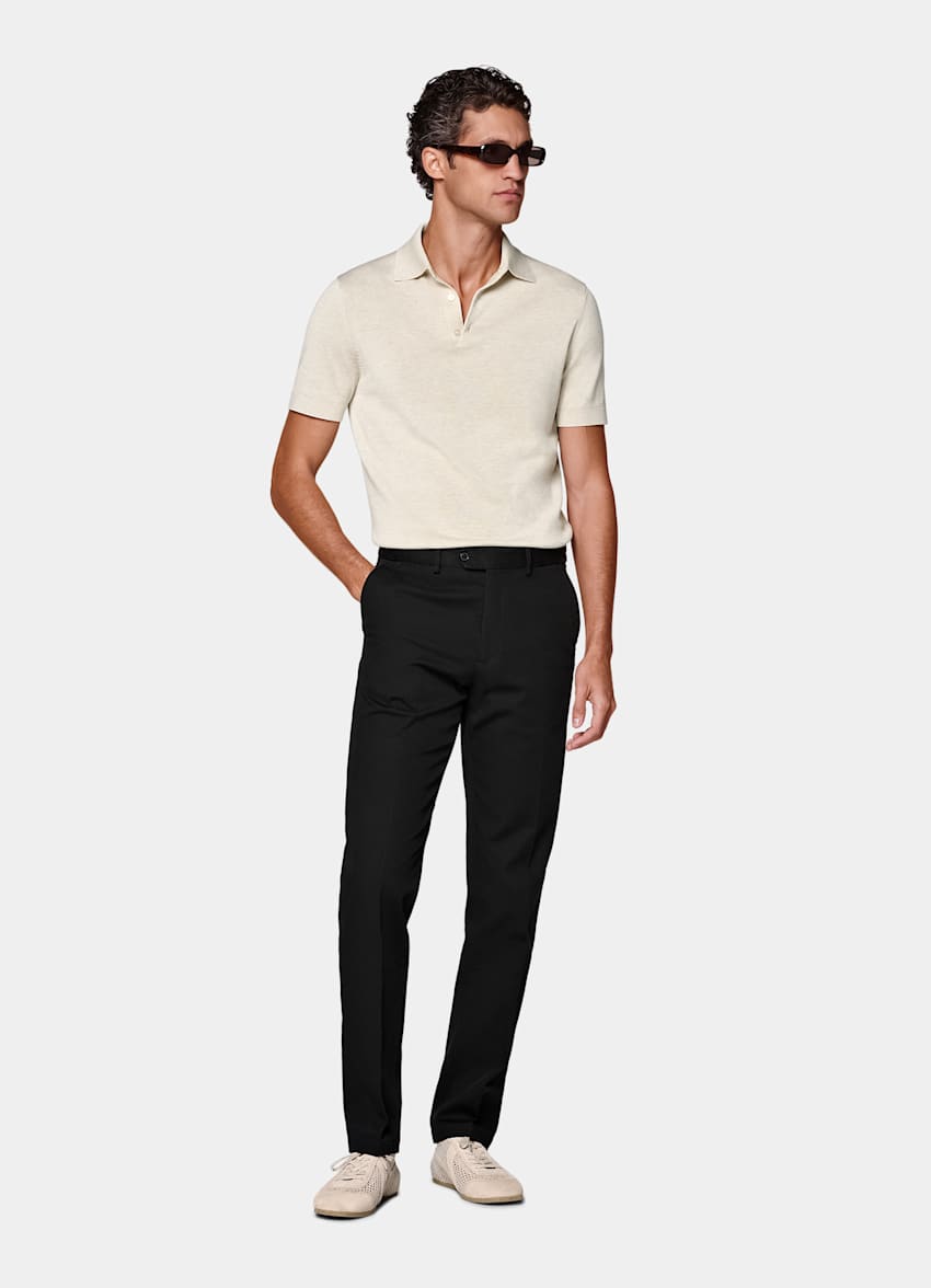 Black Slim Leg Straight Chinos